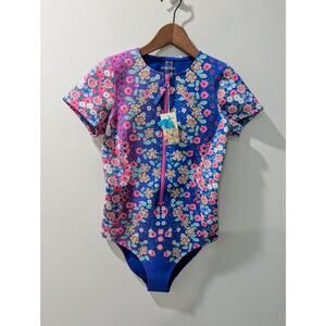 Johnny Was Color Blast Floral Neoprene One Piece Swimsuit NWT